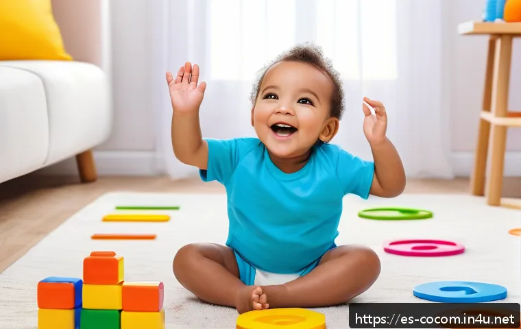 코코멜론 유튜브 채널 구독자 분석 - A cheerful toddler wearing a colorful diaper, singing and clapping hands joyfully in a bright, anima...